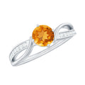Natural Citrine Engagement Ring with Diamond Crossover Shank
