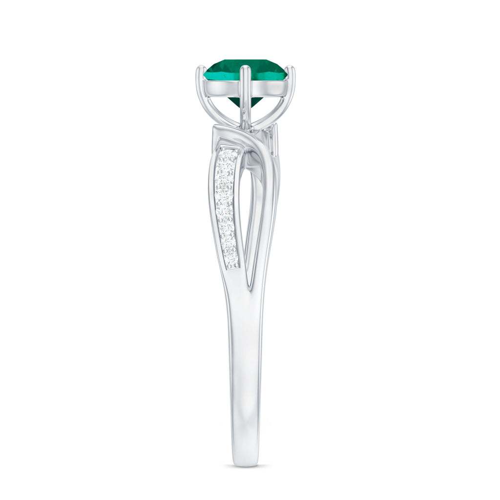 Certified Lab Grown Emerald Diamond Engagement Ring with Infinity Shank
