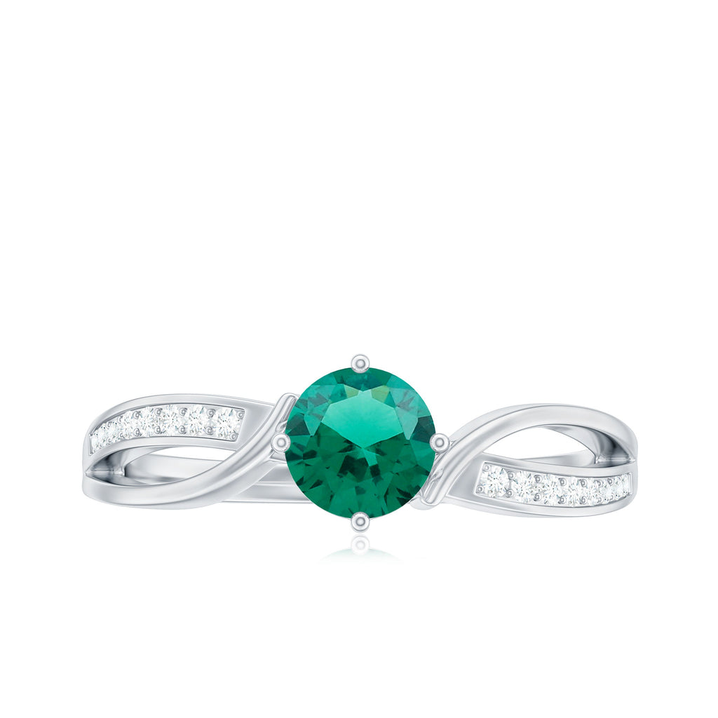 Certified Lab Grown Emerald Diamond Engagement Ring with Infinity Shank