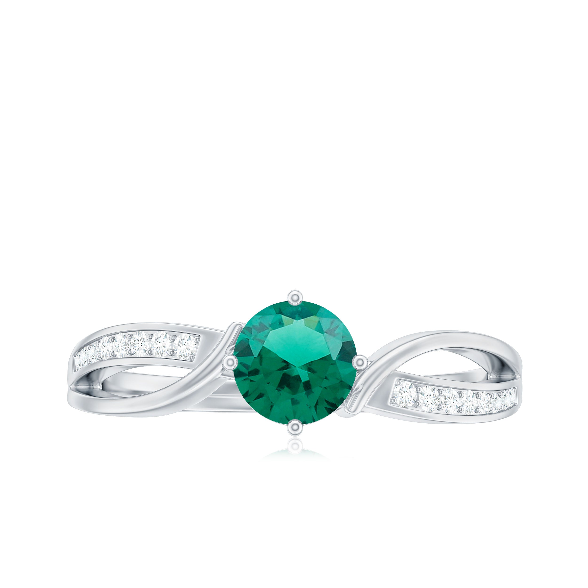 Certified Lab Grown Emerald Diamond Engagement Ring with Infinity Shank