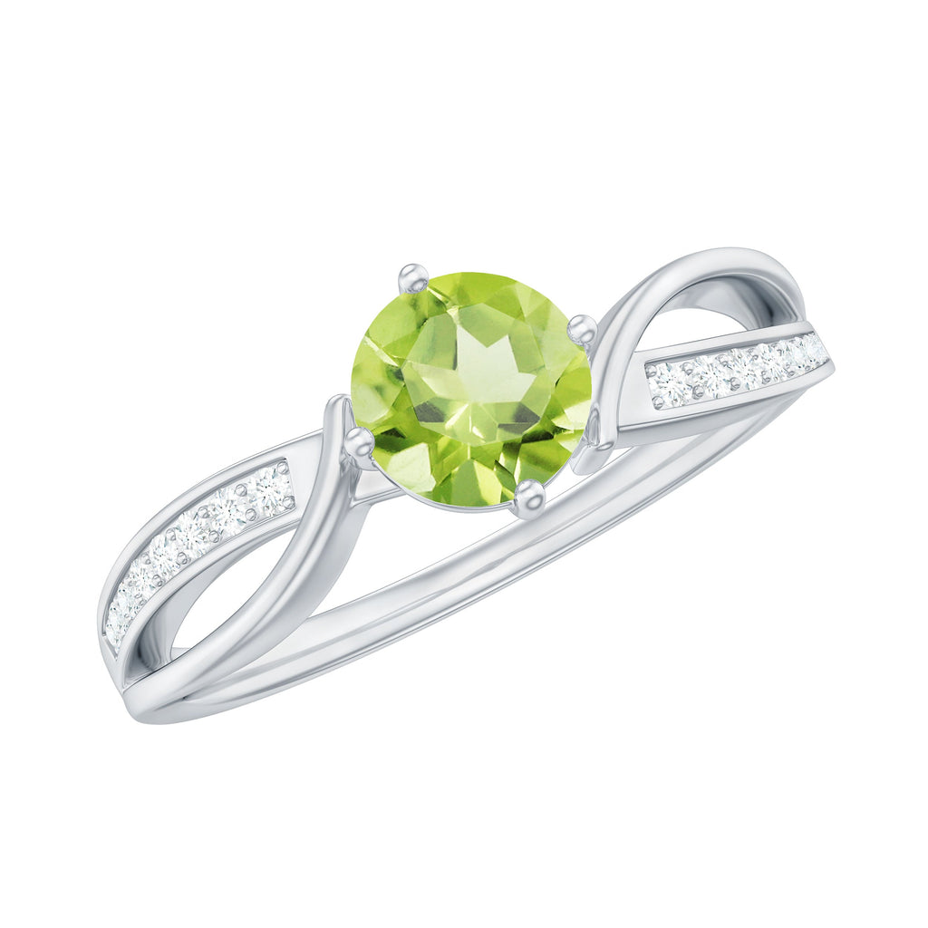 Real 0.5 Carat Peridot Infinity Promise Ring with Diamond