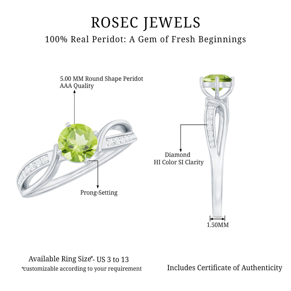 Real 0.5 Carat Peridot Infinity Promise Ring with Diamond