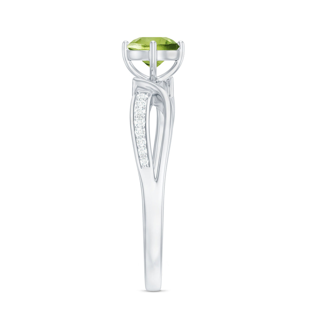 Real 0.5 Carat Peridot Infinity Promise Ring with Diamond