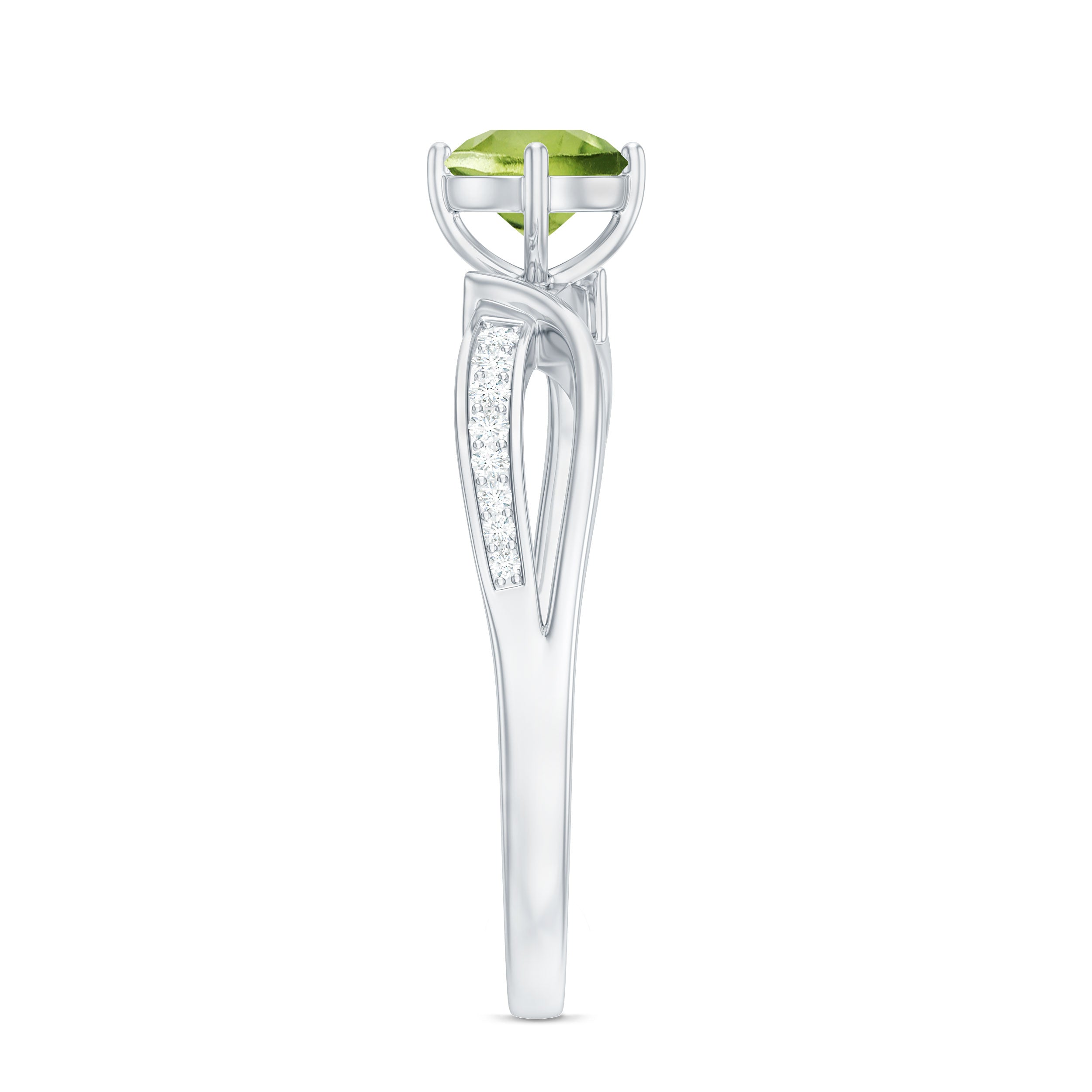 Real 0.5 Carat Peridot Infinity Promise Ring with Diamond