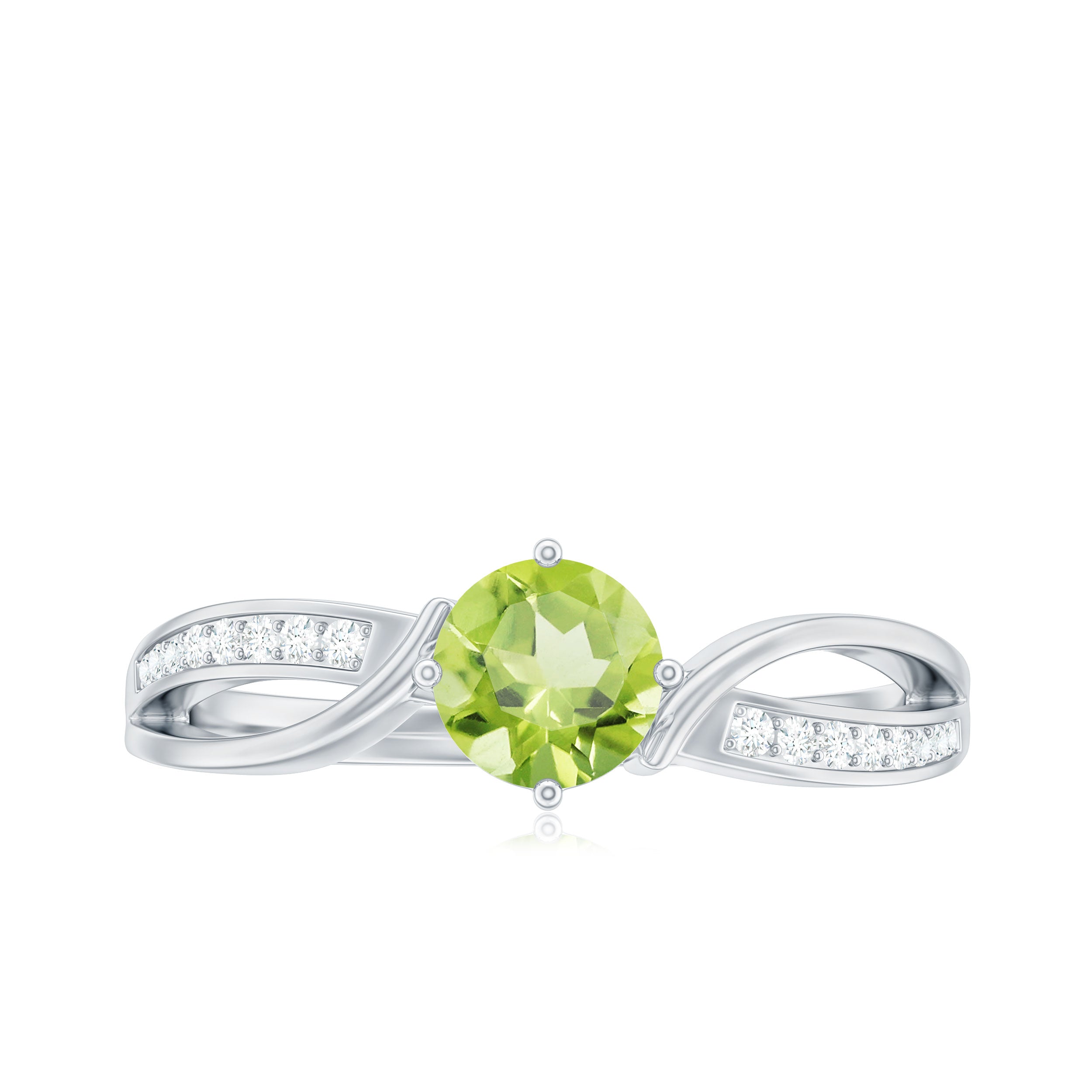 Real 0.5 Carat Peridot Infinity Promise Ring with Diamond