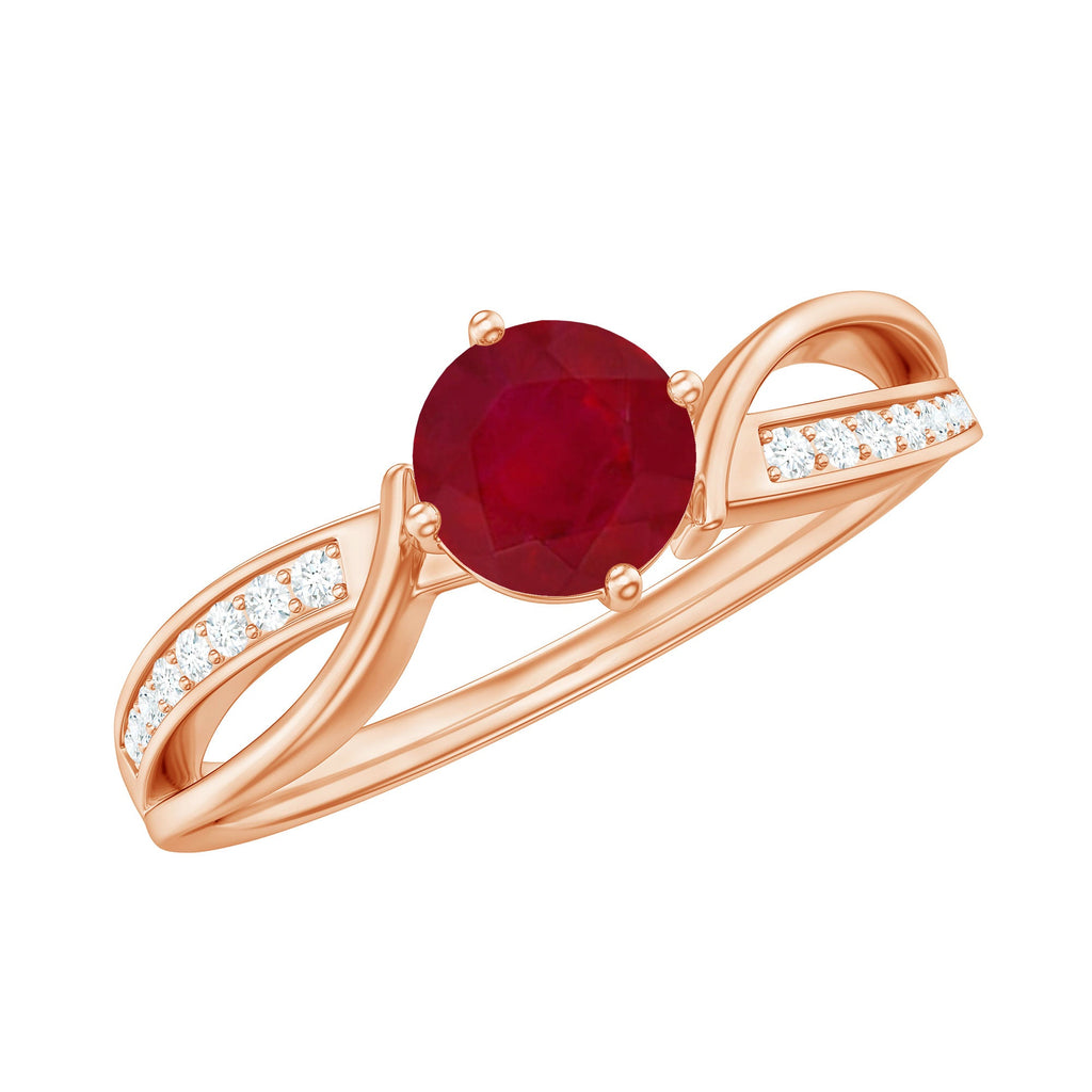 Natural 0.6 Carat Ruby Infinity Promise Ring with Diamond