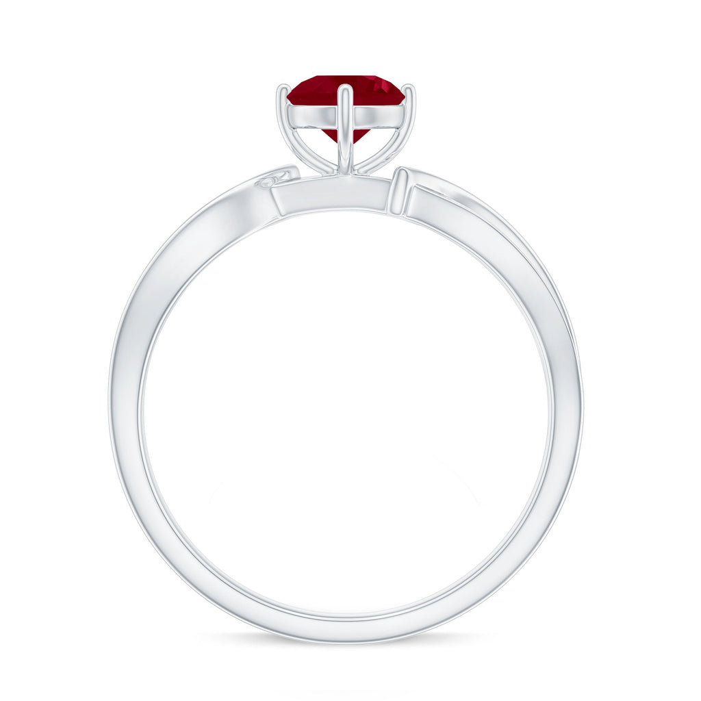 Natural 0.6 Carat Ruby Infinity Promise Ring with Diamond