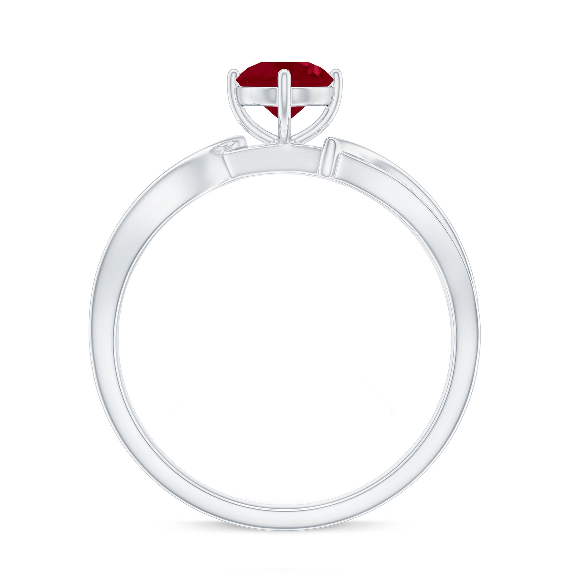 Natural 0.6 Carat Ruby Infinity Promise Ring with Diamond
