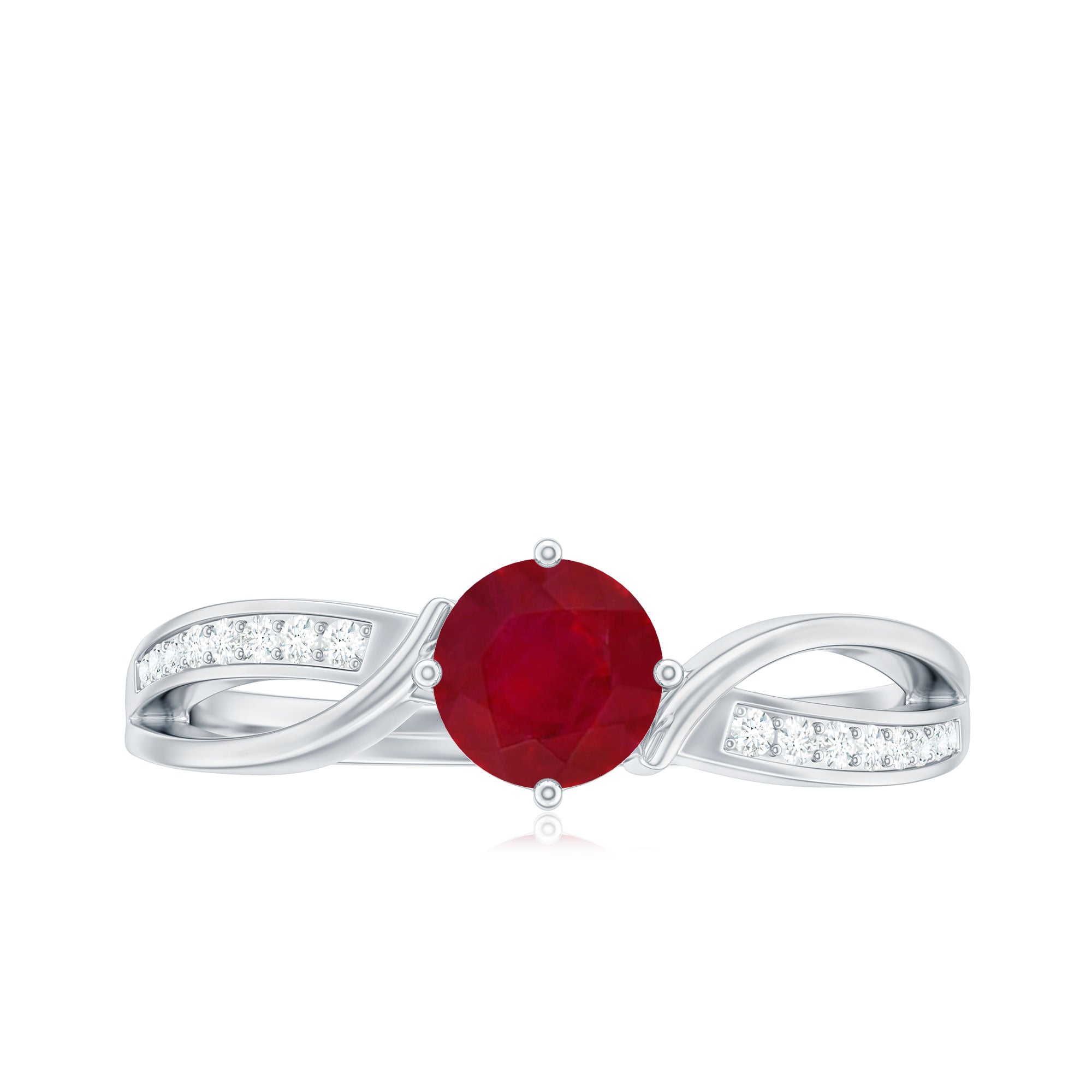 Natural 0.6 Carat Ruby Infinity Promise Ring with Diamond