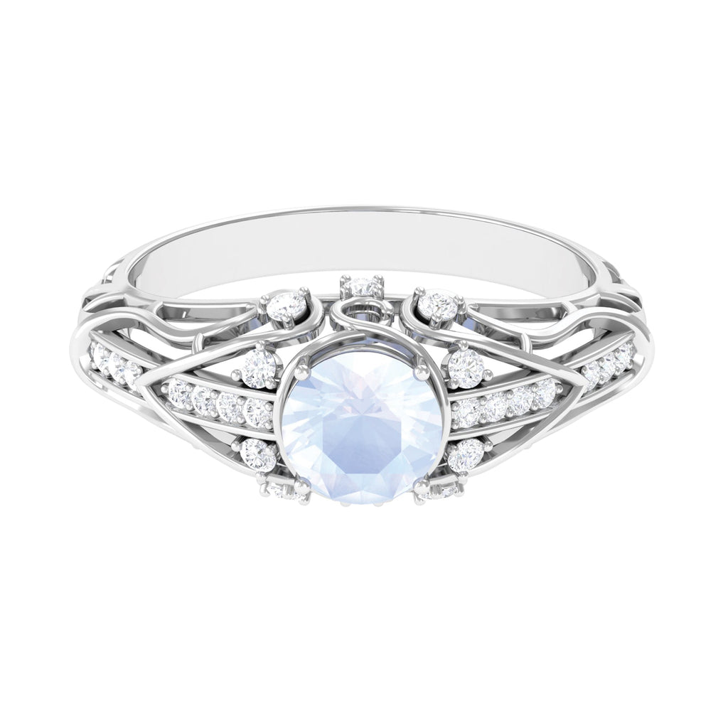 Vintage Inspired Moonstone Engagement Ring with Diamond
