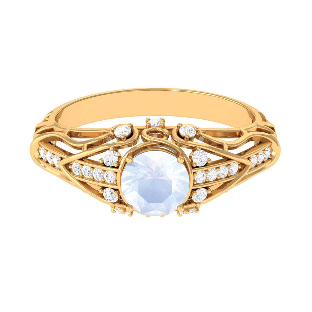 Vintage Inspired Moonstone Engagement Ring with Diamond