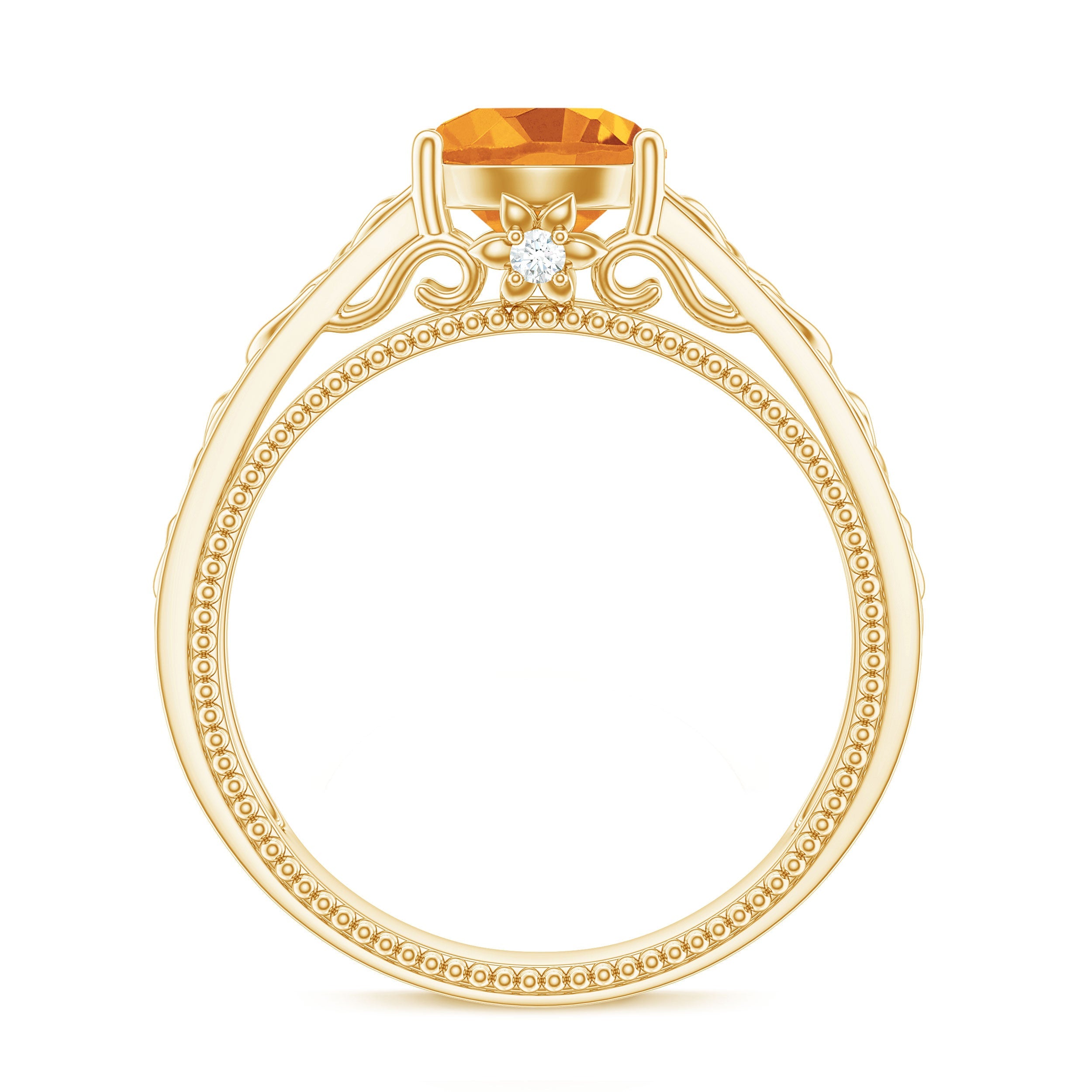 Vintage Style Citrine Diamond Engagement Ring with Celtic Knot