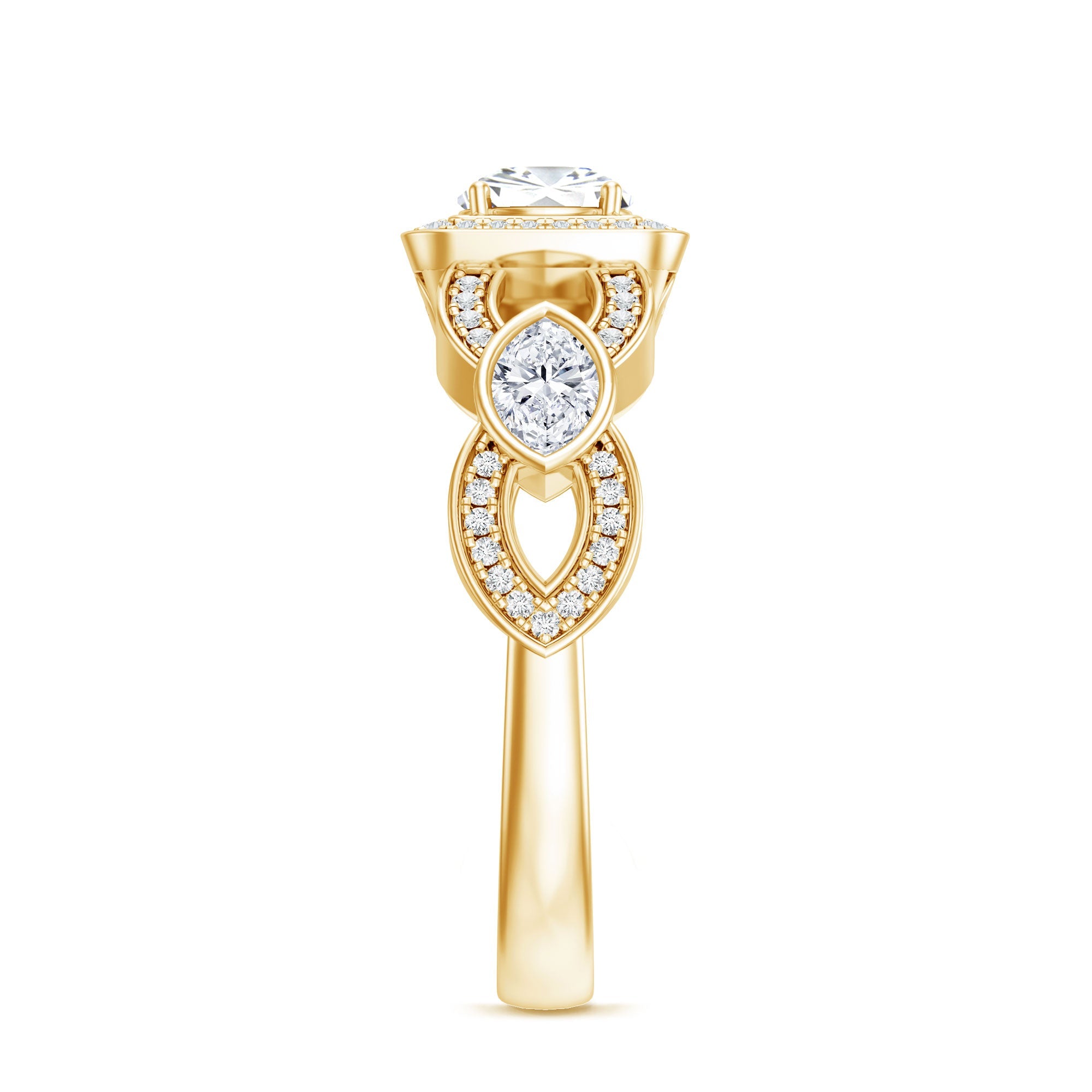Vintage Inspired Moissanite Halo Engagement Ring with Certificate