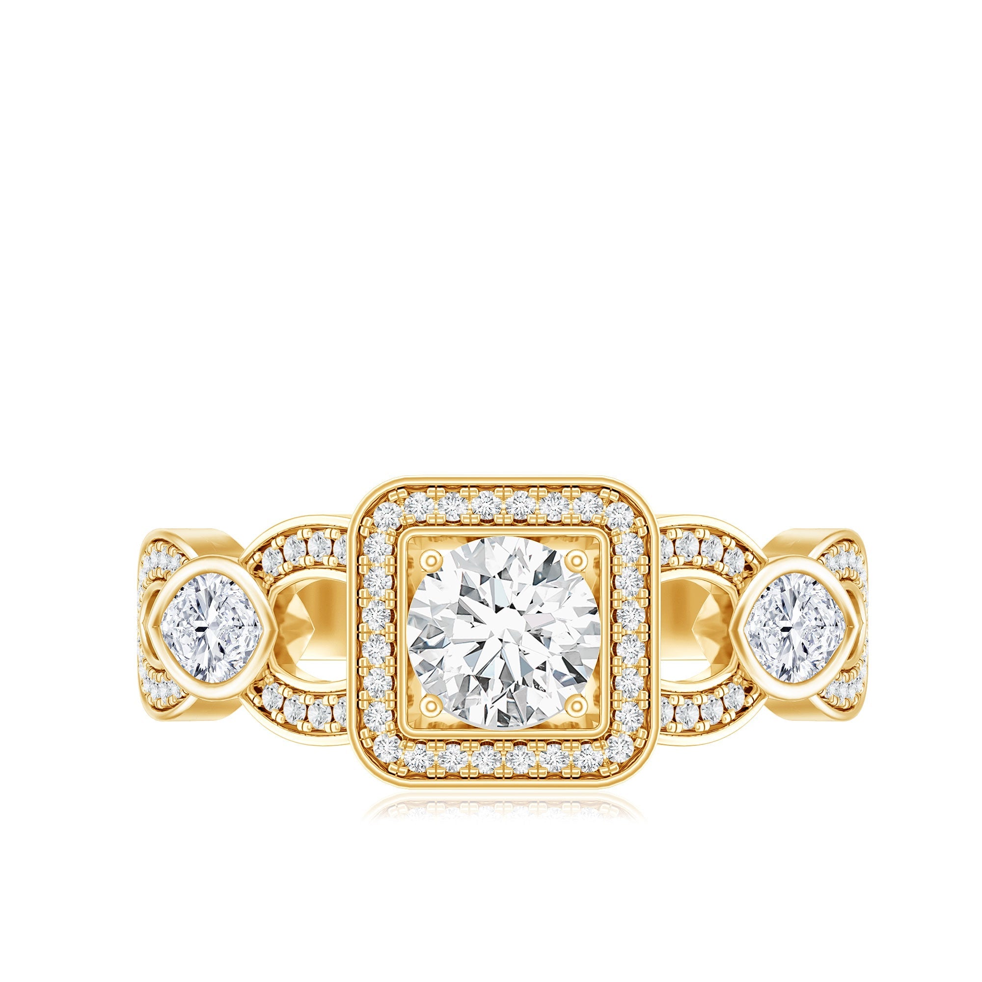 Vintage Inspired Moissanite Halo Engagement Ring with Certificate