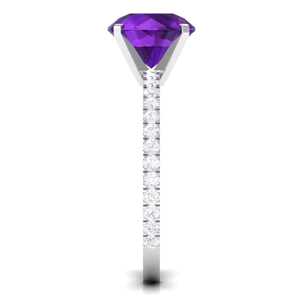 Real 1.2 Carat Amethyst Engagement Ring with Diamond for Women