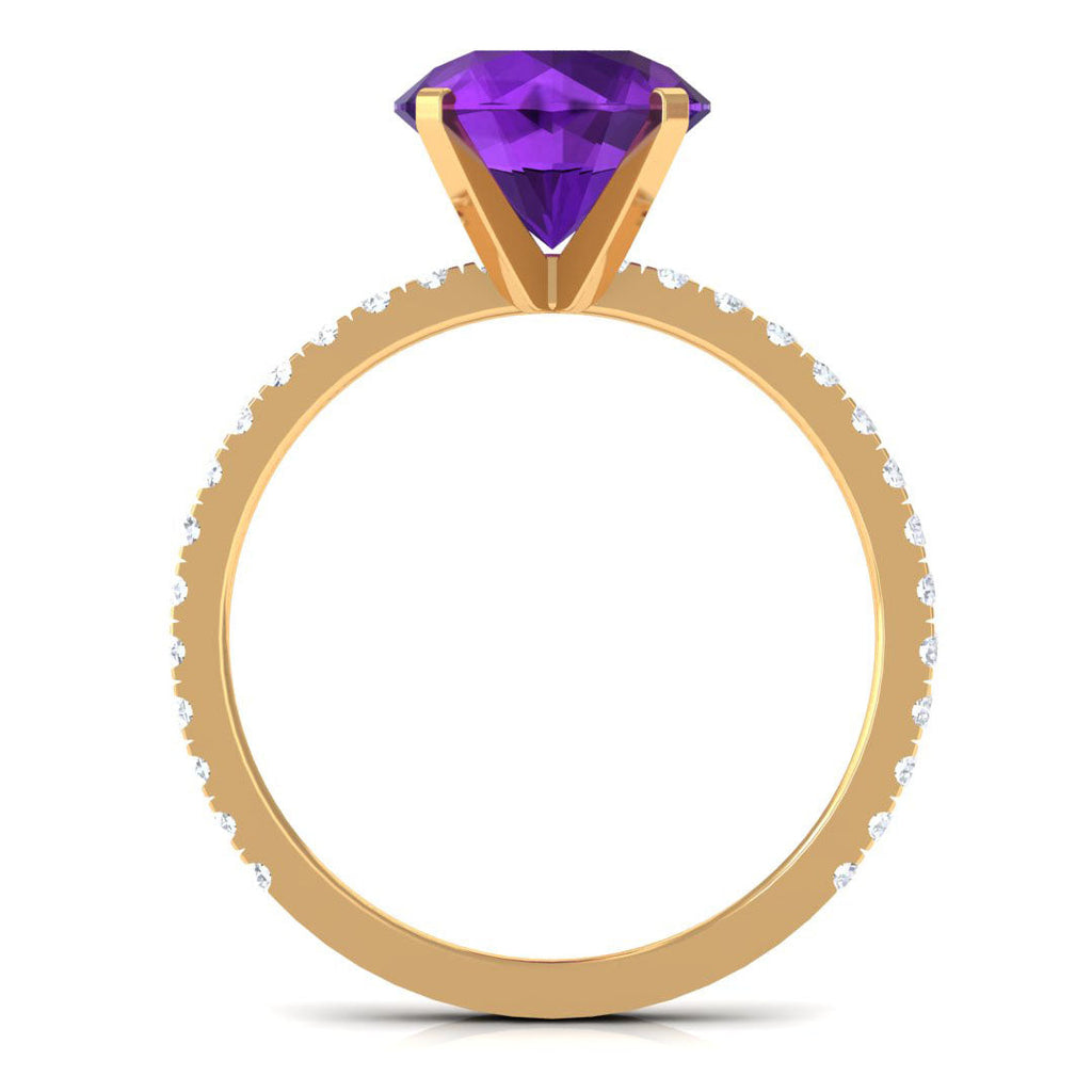 Real 1.2 Carat Amethyst Engagement Ring with Diamond for Women