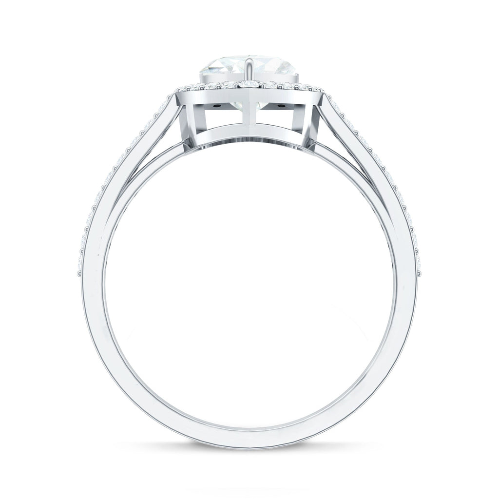 Certified Moissanite Heart Engagement Ring with Halo