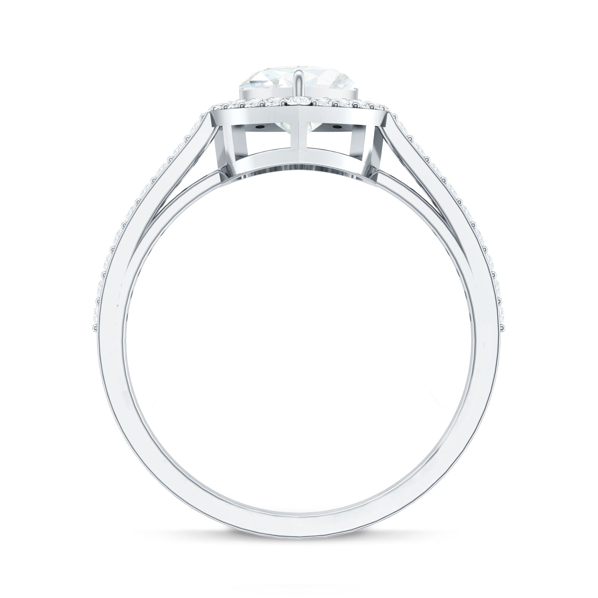 Certified Moissanite Heart Engagement Ring with Halo