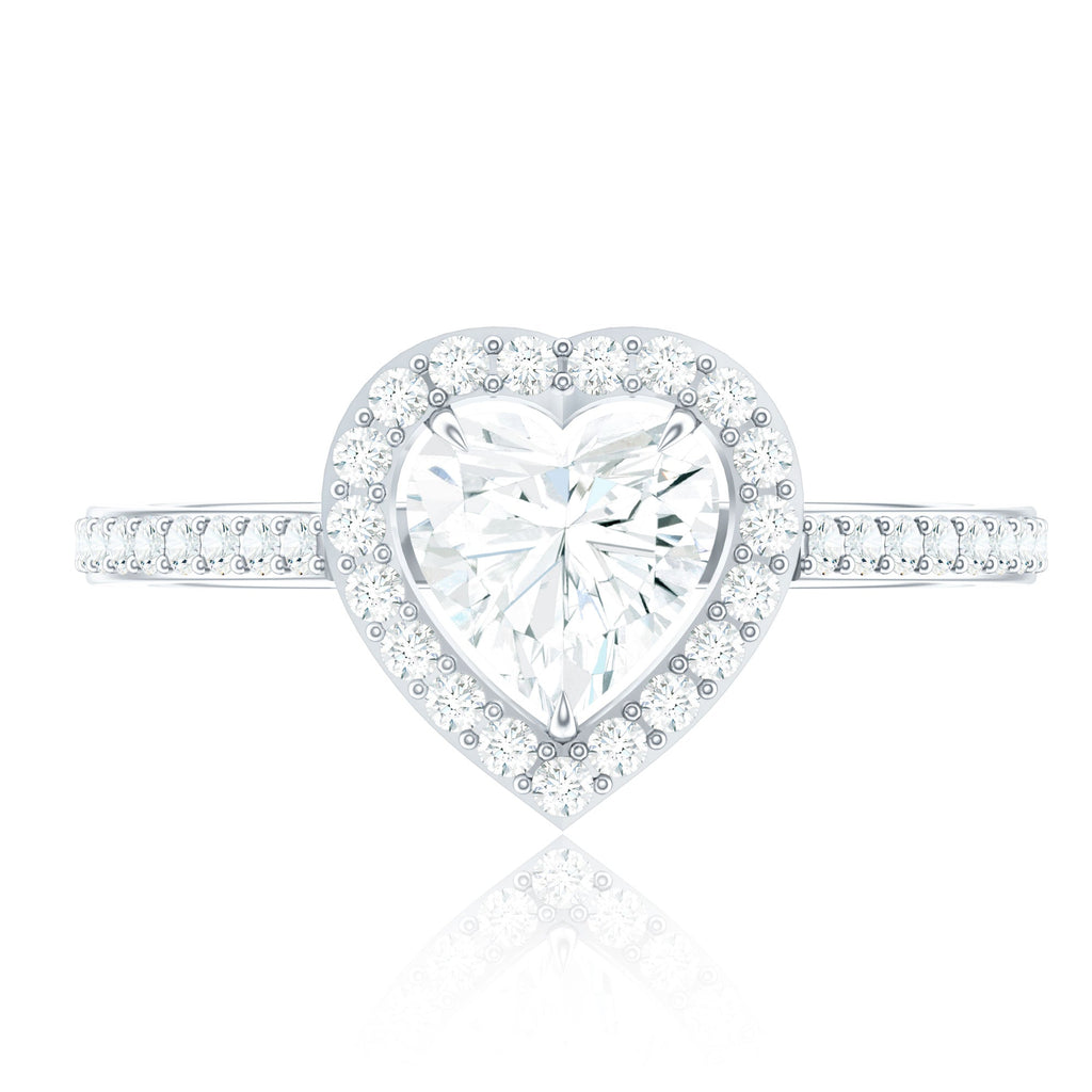 Certified Moissanite Heart Engagement Ring with Halo