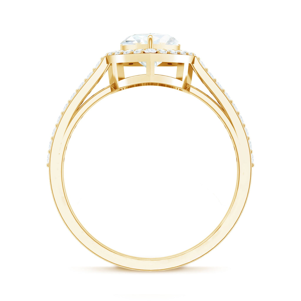 Certified Moissanite Heart Engagement Ring with Halo
