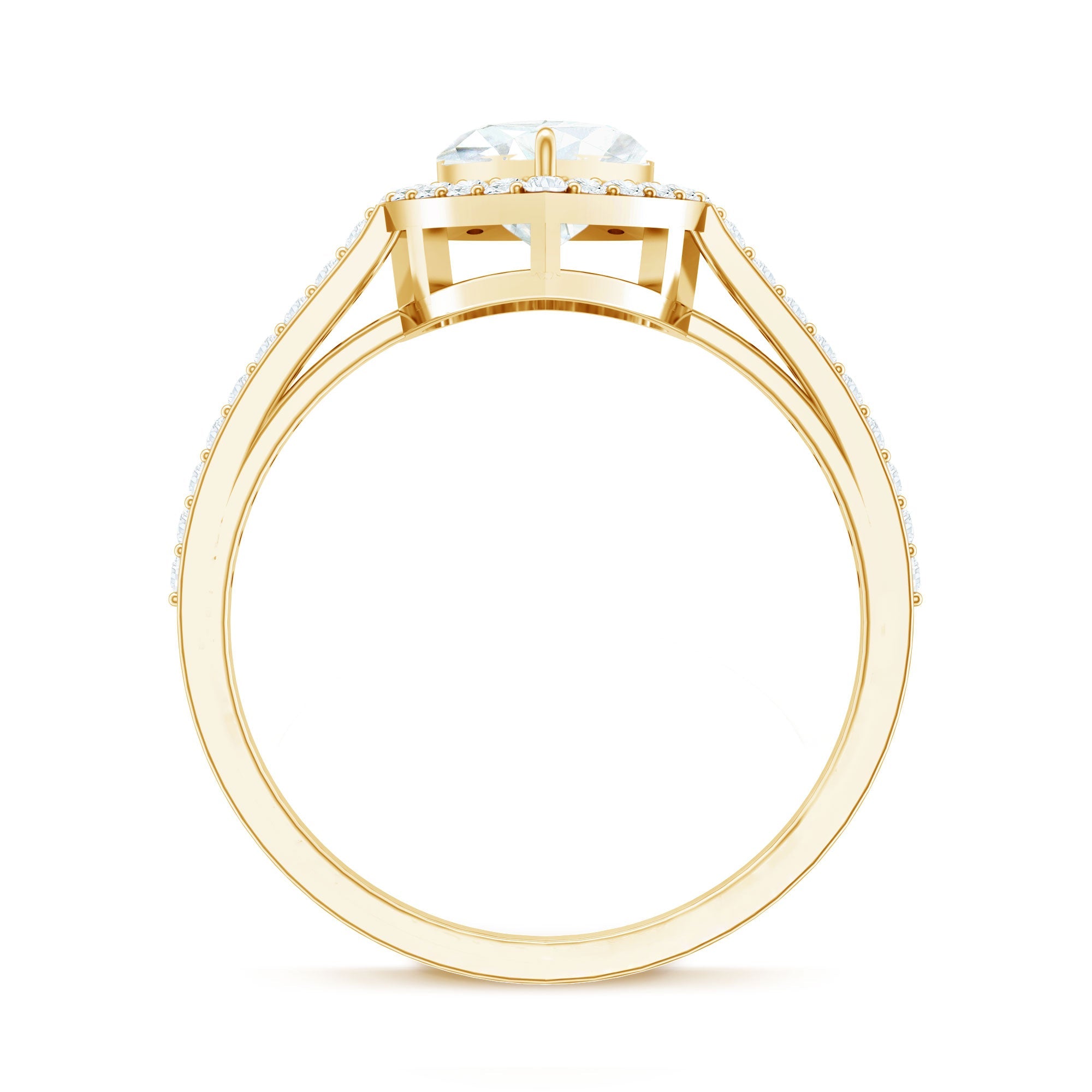 Certified Moissanite Heart Engagement Ring with Halo