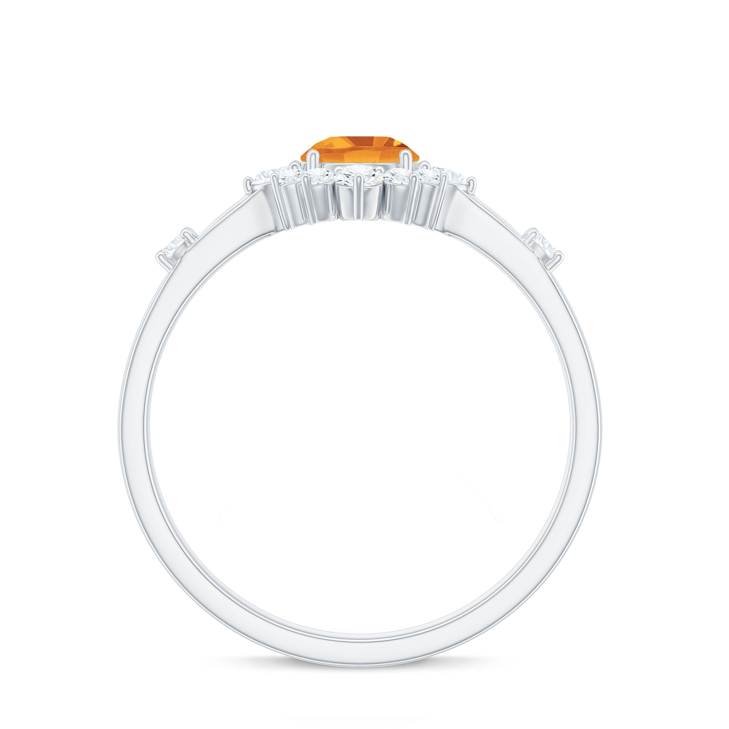 Classic Citrine Engagement Ring with Diamond Halo