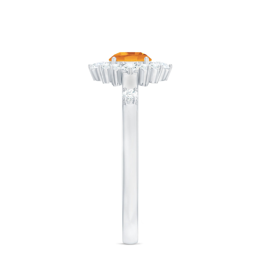 Classic Citrine Engagement Ring with Diamond Halo