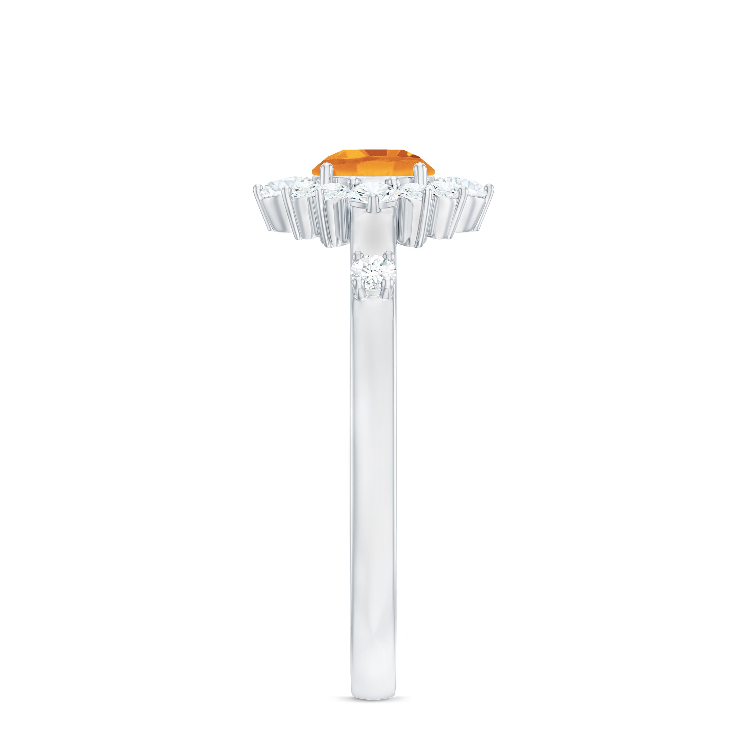 Classic Citrine Engagement Ring with Diamond Halo