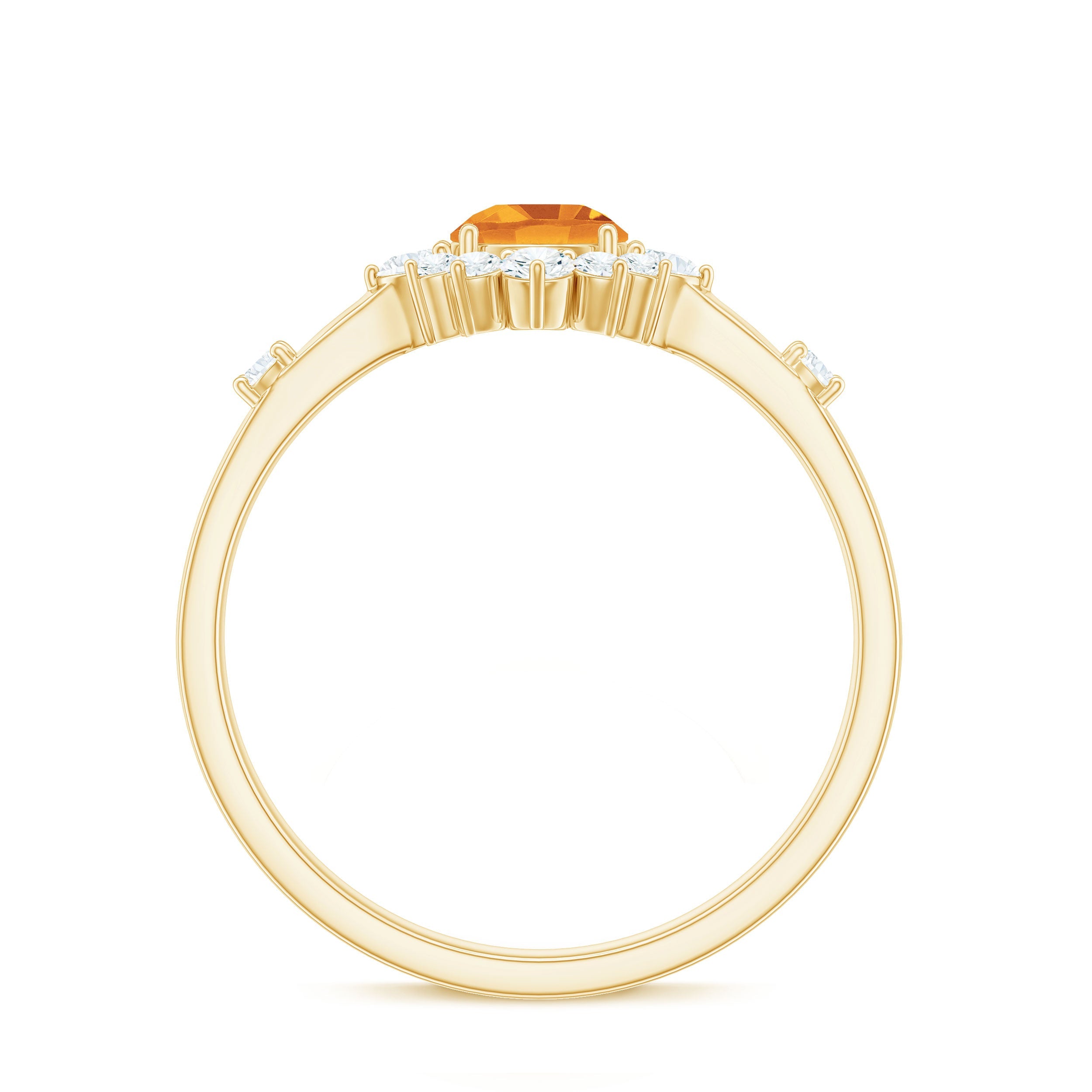 Classic Citrine Engagement Ring with Diamond Halo