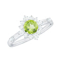 Real Half Carat Peridot Engagement Ring with Diamond Halo