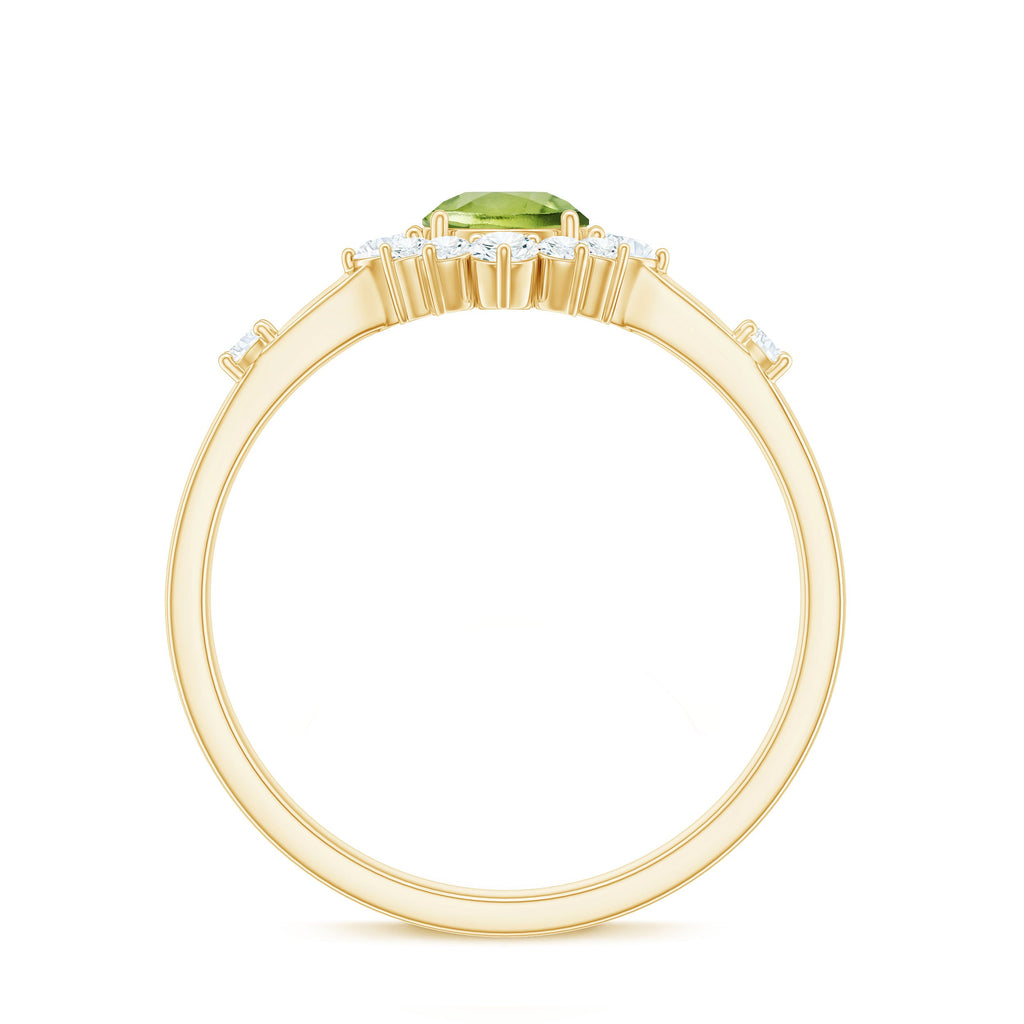 Real Half Carat Peridot Engagement Ring with Diamond Halo