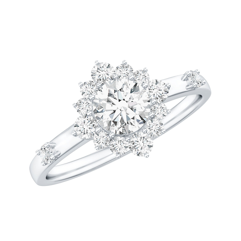 Round Moissanite Engagement Ring with Halo