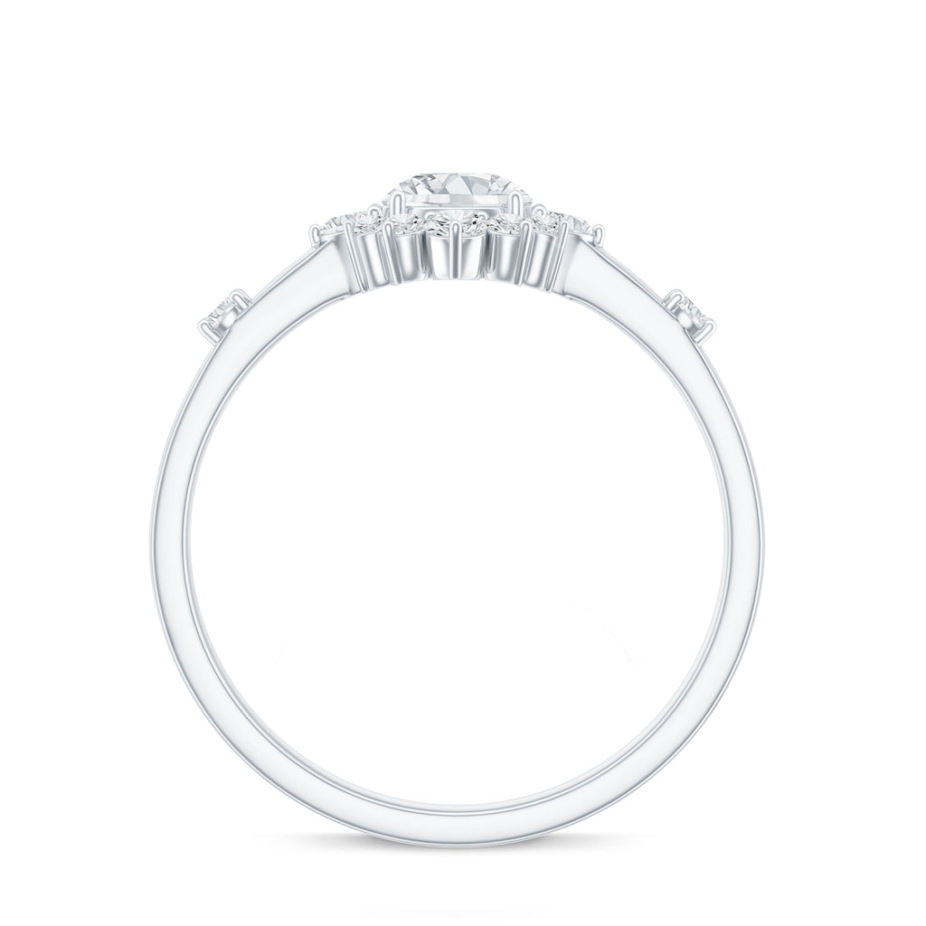 Round Moissanite Engagement Ring with Halo