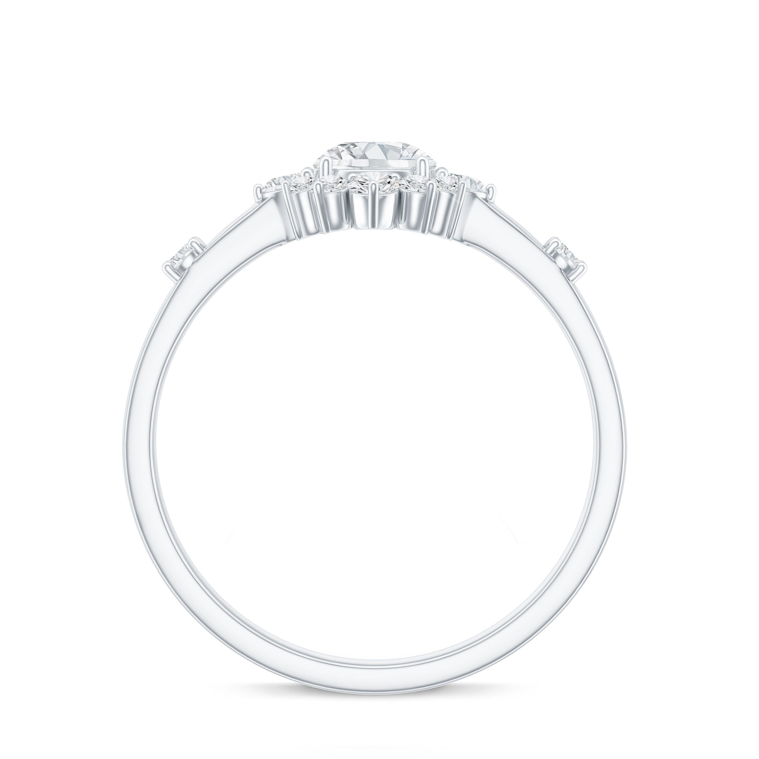 Round Moissanite Engagement Ring with Halo