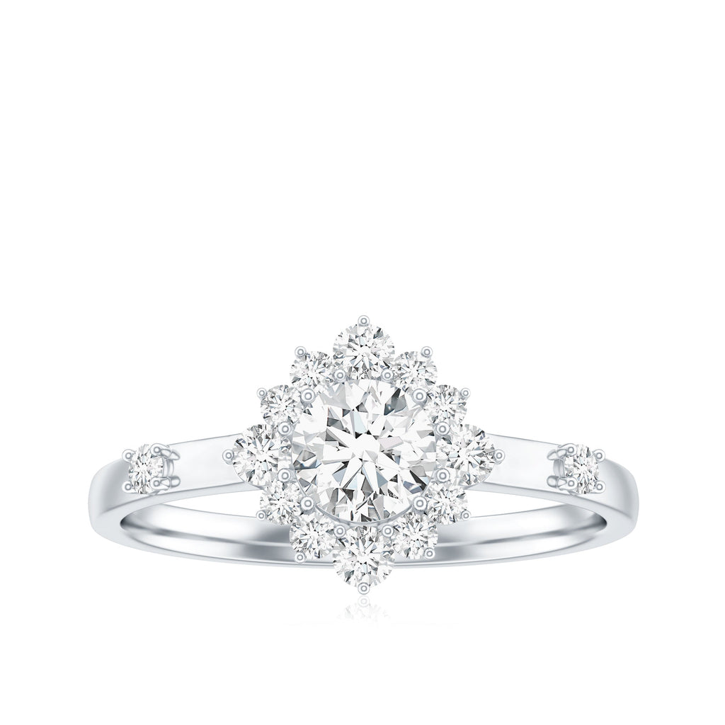 Round Moissanite Engagement Ring with Halo