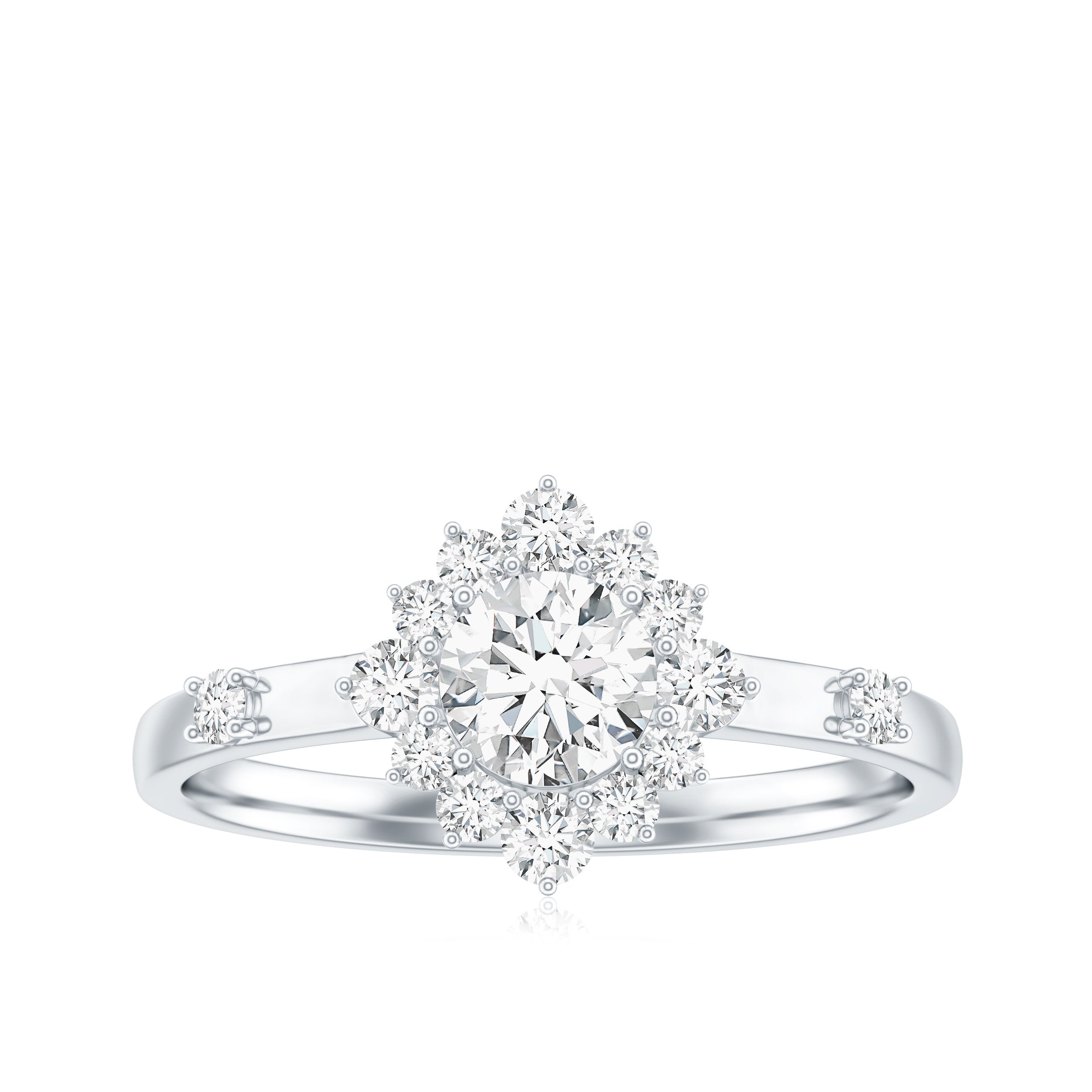 Round Moissanite Engagement Ring with Halo