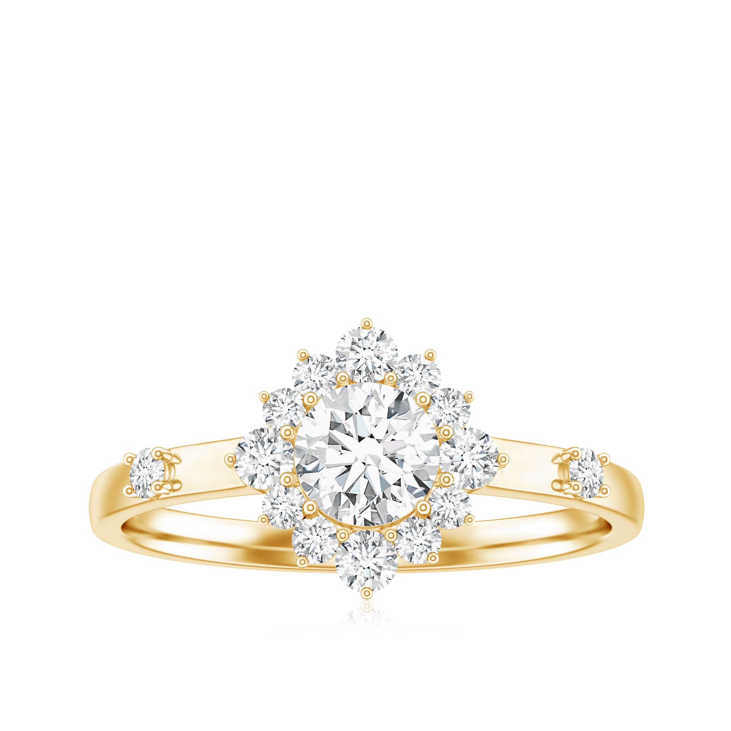 Round Moissanite Engagement Ring with Halo