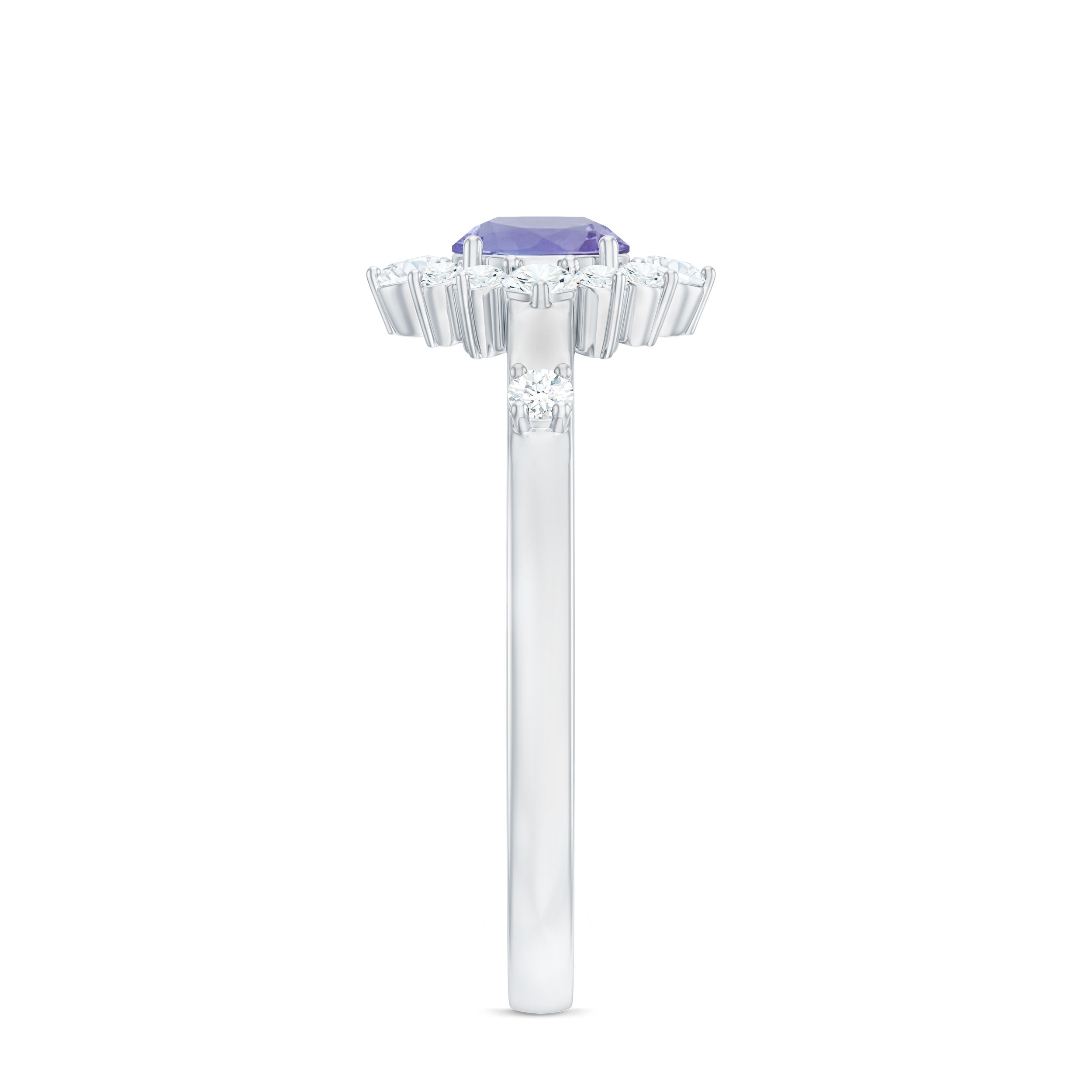 Minimal Tanzanite Engagement Ring with Diamond Halo