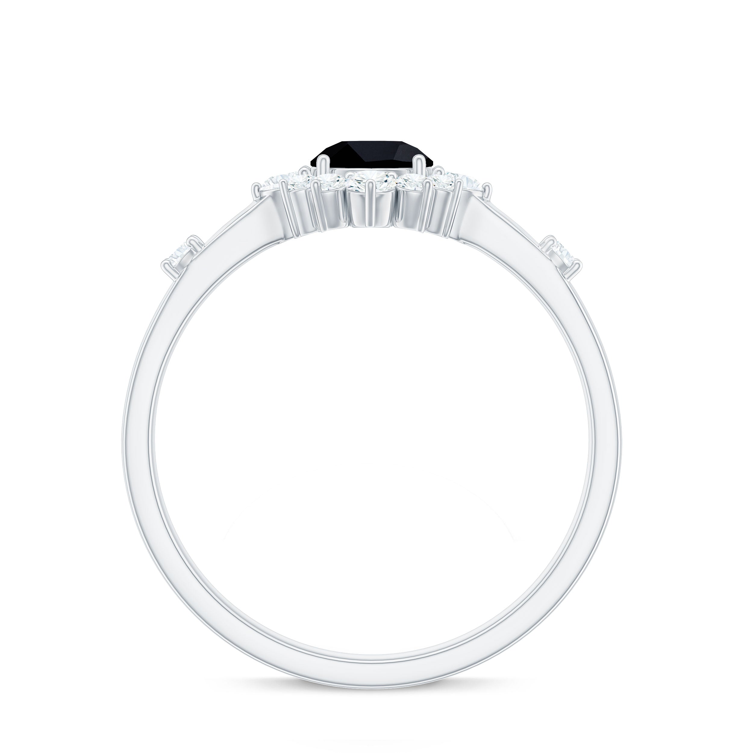 Certified Genuine 0.4 Carat Black Onyx Halo Ring with Diamond