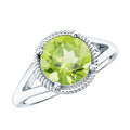 Natural 2 Carat Peridot Solitaire Engagement Ring with Split Shank