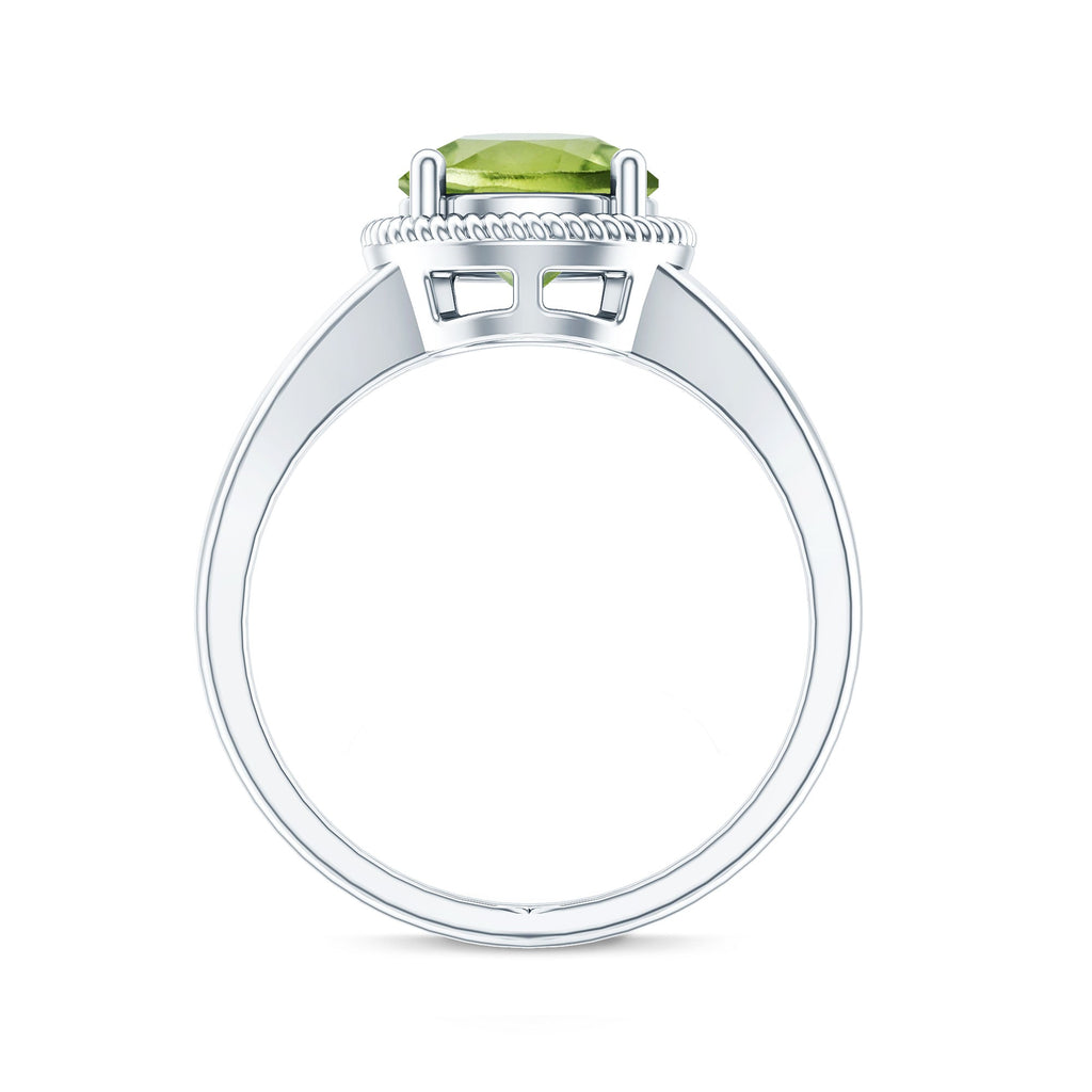 Natural 2 Carat Peridot Solitaire Engagement Ring with Split Shank