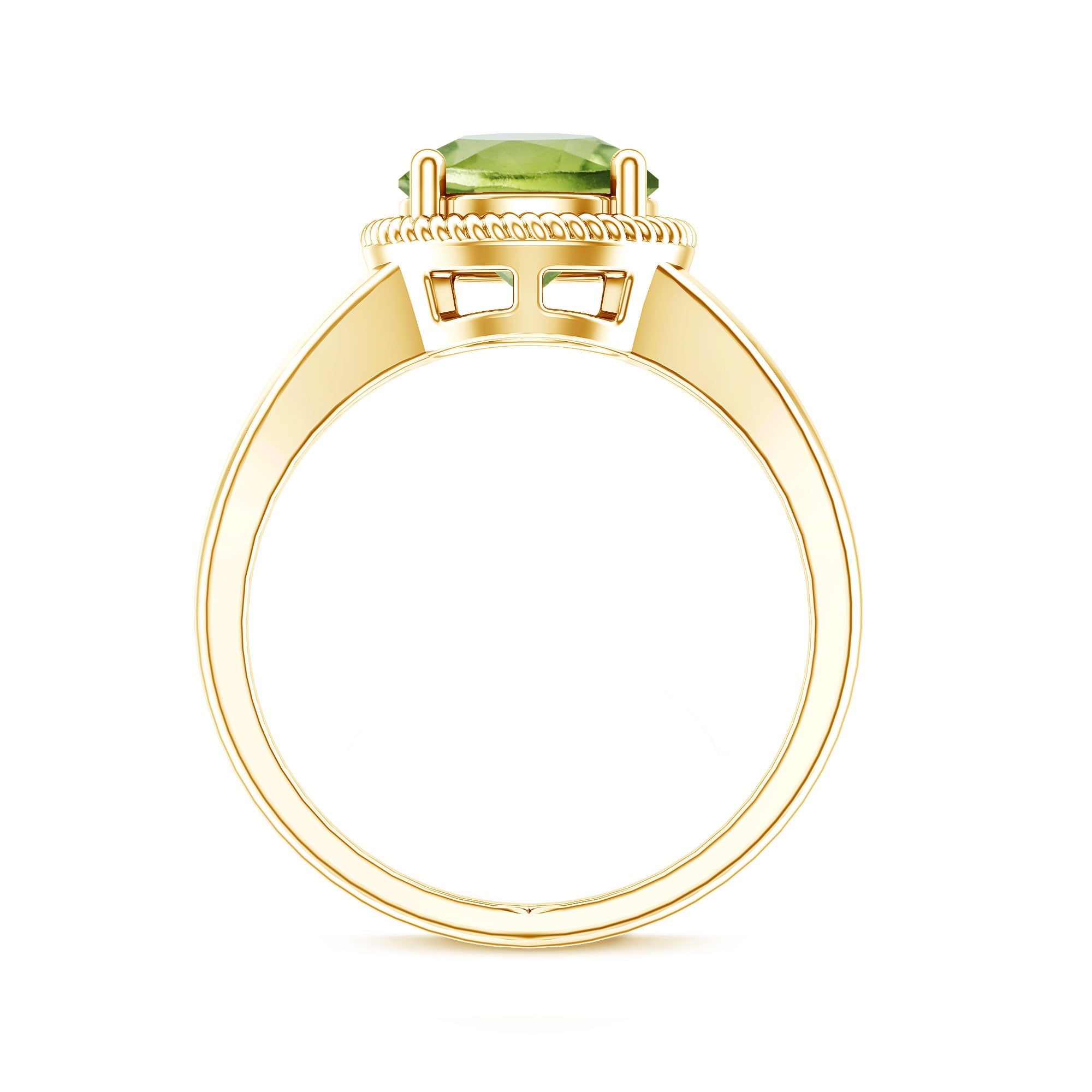 Natural 2 Carat Peridot Solitaire Engagement Ring with Split Shank