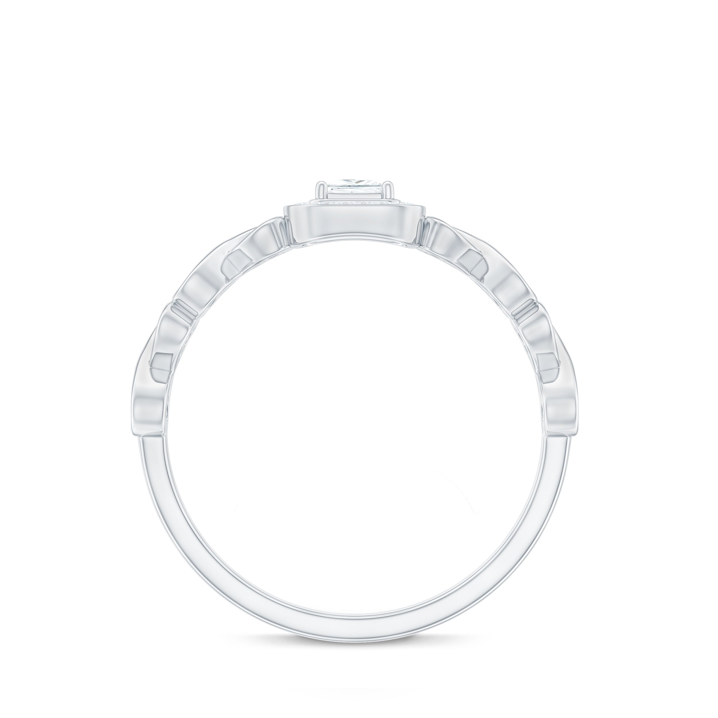 Certified Princess Cut Moissanite Infinity Engagement Ring