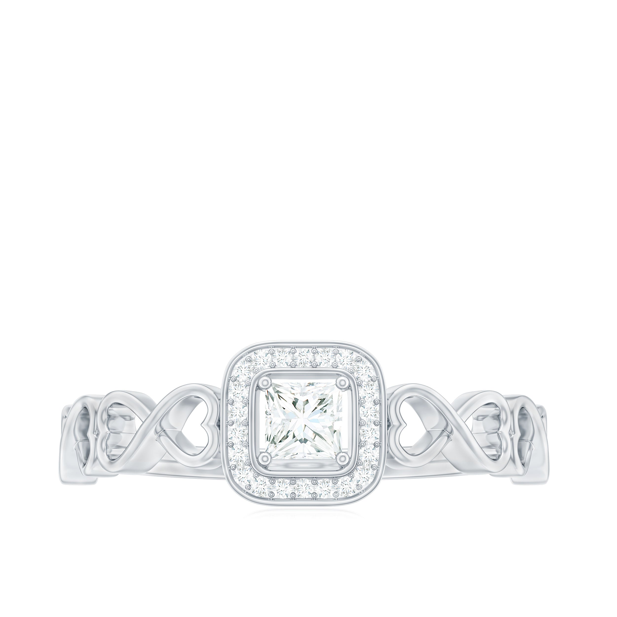 Certified Princess Cut Moissanite Infinity Engagement Ring
