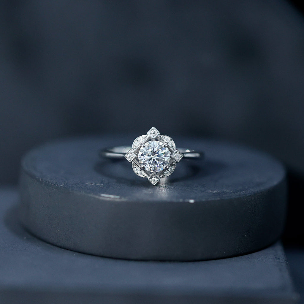 Vintage Inspired Moissanite Engagement Ring With Certificate