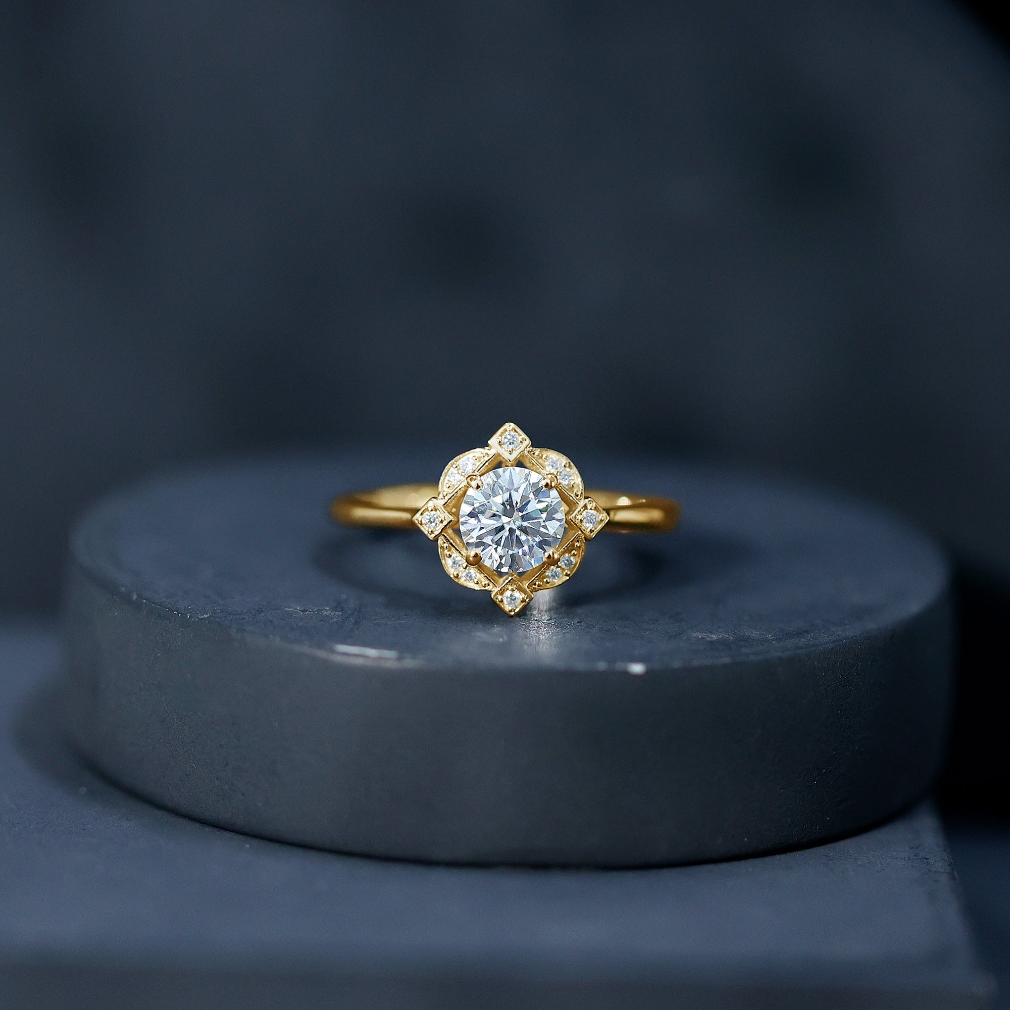 Vintage Inspired Moissanite Engagement Ring With Certificate