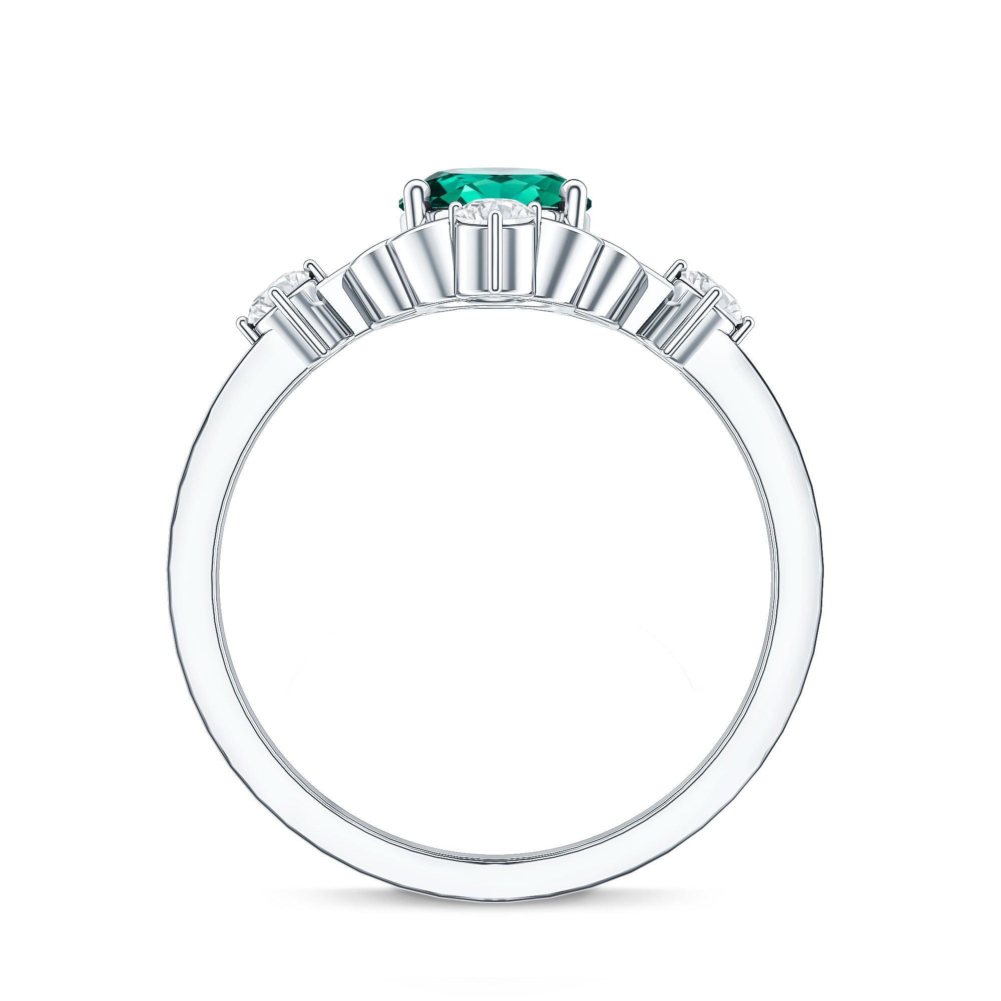 Vintage Inspired 1.2 Carat Lab Grown Emerald Oval Engagement Ring with Diamond