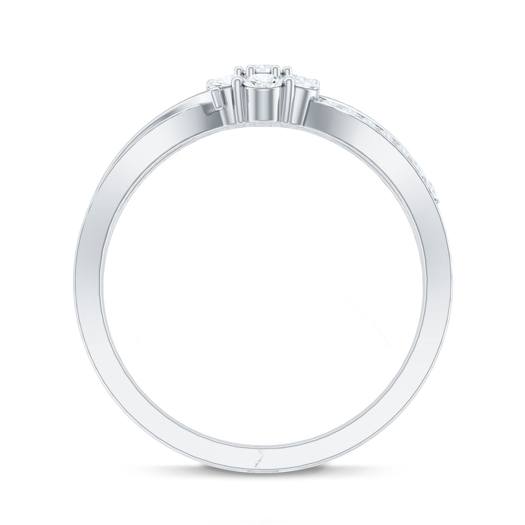 Certified Moissanite Flower Engagement Ring in Infinity Shank