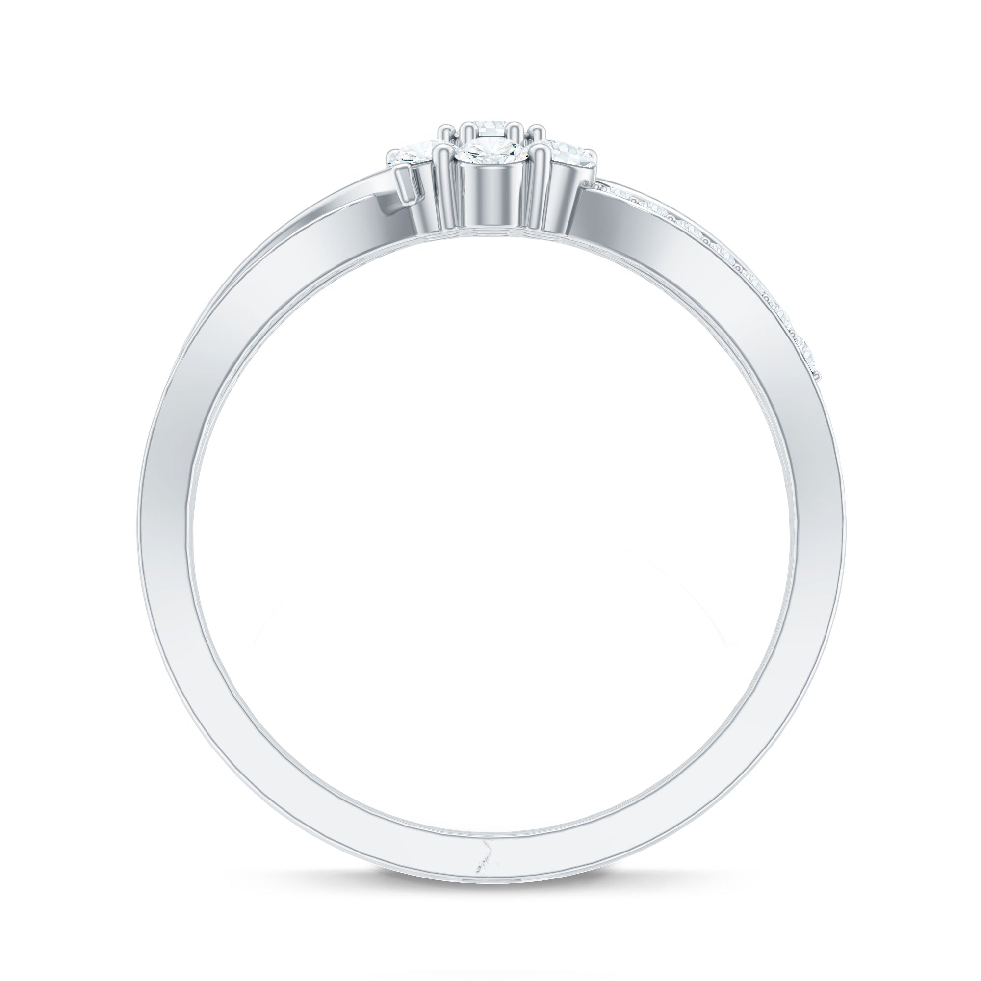 Certified Moissanite Flower Engagement Ring in Infinity Shank