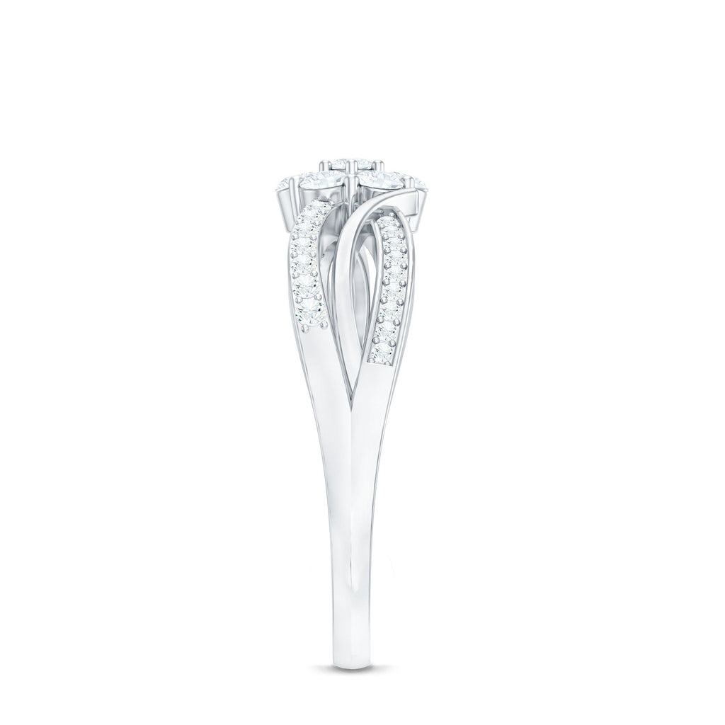 Certified Moissanite Flower Engagement Ring in Infinity Shank